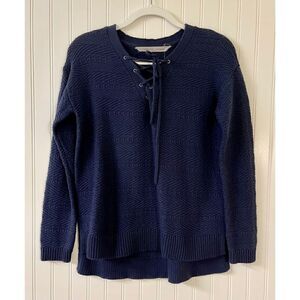 Athleta sweater navy texture knit with tie front XXS